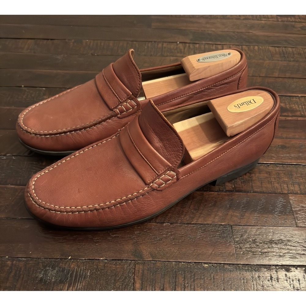 Johnston & Murphy Men's Slip-On Loafer‎ Canvas/Leather Sheepskin Lined Size 10.5
